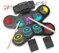 Electronic Drum Set for Kids, Uverbon Roll-Up Drum Kit with 9 Colorful Pads, 10 Demo Songs & Rhythms, Built-in Speakers, MIDI & Bluetooth, USB Charging, Perfect for Christmas & Birthday Gift