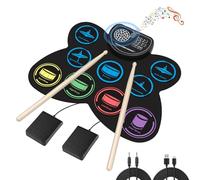 Electronic Drum Set, Marrilley 9 Drum Practice Pad with Headphone Jack, Roll-up Pad Machine Built-in Speaker Drum Pedals Sticks 10 Hours Playtime, Great Holiday Xmas Birthday Gift for Kids