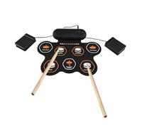 Electronic Drum Set Portable 7 Pads Hand Roll Drum Kit with 3W Speaker 10 Rhythms 10 Demo Songs USB Type C Input for Home Practice Travel Entertainment