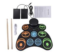 Electronic Drum Set Portable Drum Pad Kit with 2 Speaker 9 Pads Supports MIDI Various Audio Connection Headphone Jack 18 Hours Playtime Silicone Practice Pad Drum Kit with