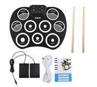 Electronic Drum Set, Portable Electric Drums with Roll-Up Drum Pad, 7 Drum Groups, Foot Pedals, Drumsticks for Kids, Teens, Adults, Home Practice, Stage Performance, Music Lessons