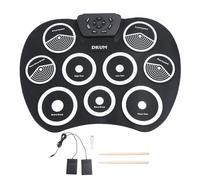 Electronic Drum Set, Roll Up Drum Practice Pad with 9 Silicone Pads and Foot Pedal, USB Portable Electronic Drum Pad Set for Home Studio or On - the - Go Musicians with