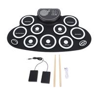 Electronic Drum Set, USB Rechargeable Roll Up Drum Pad Set Built In Speaker for Kids & Beginners, Portable Silicone Drum Practice Pad with Folding Double Pedal and 2 Sticks