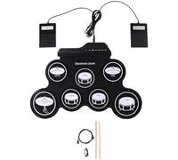 Electronic Drum Set with 7 Pad Roll-Up Drum Kit Design, Includes Dual Pedal and Silicone Pad, Portable Musical Instrument Practice Kit for Beginners, USB Power and Headphone Jack, 16.9 x 12.2 in