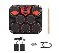 Electronic Drum, Tabletop Electronic Drum USB/Battery Powered 7 Pads Portable Drum Set with Built-in Speakers Rechargeable Lithium Battery with 2 Drumsticks Foot Pedals for Kids Children Beginners