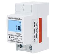Electronic Energy Meter Multifunctional Single Phase Digital Display LCD Screen High Accuracy Power Consumption Monitor for Household Appliances White 7.8 x 3.5 x 6.5cm
