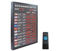 Electronic Exchange Rate Display Board, LED Foreign Exchange Price Rate Screen with Remote Control, 12 Countries, Wall-mounted Digital Currency Rate Board for Banks Financial Institutions