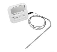Electronic Food Thermometer with Adjustable Alarm and Timer, Digital Temperature Gauge for Cooking with 99 Hours 59 Minutes Timer Function