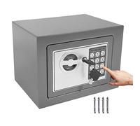 Electronic Home Mini Safe Deposit Box Digital Code Steel Money Cash Safe Cabinet Box w/Key & Keypad 4.6 Litre Volume Grey for Money Jewelry Cash -UK Stock(Grey)