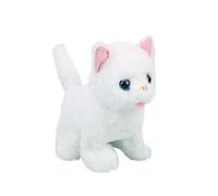 Electronic Interactive Plush Kitten Toy with Walking, Barking, Tail Wagging, Nodding Realistic Stuffed Animal Cat Soft Toys Electronic Pet Cat Interactive Toys Gift for Kids Boys Girls, White