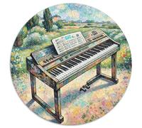 Electronic Keyboard 1000 Piece Circular Jigsaw Puzzle Music Premium Home Decor Stress Relief Puzzle for All Ages 1000pcs (67.5x67.5cm)