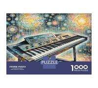 Electronic Keyboard 1000 Piece Jigsaw Puzzle Piano in Vibrant Flower Field for Adults Theme:Romantic Street Great Gift Idea 70x50cm/1000pcs