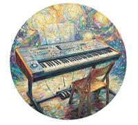 Electronic Keyboard 68 Piece Round Puzzle Musical Instrument Music Animal Shape Relaxing Home Decor Puzzle Stress Relief for Adults & Kids Creative Challeng Challenging 68 PCS