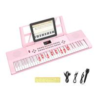 Electronic Keyboard Piano 61 Keys with LED Light, Shayson Portable Digital Pianos Music Keyboard with Microphone, Sheet Music Stand, Piano Note Stickers, Best Gift for Kids Beginners（Pink）