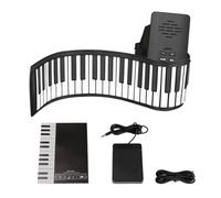 Electronic Keyboard Piano 88 Key Electronic Piano USB Portable Flexible ABS Soft Silicone Keyboard Digital Roll Up Piano With Horn Sustain Pedal(88-T Black)