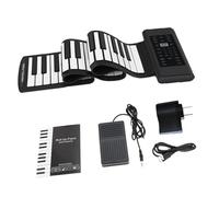 Electronic Keyboard Piano 88 Keys Electronic USB Charge Portable ABS Soft Silicone Flexible Keyboard Digital Roll Up Piano With Horn And Pedal(88 Black)