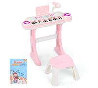 Electronic Kids Piano Toy 37 Keys Piano Keyboard with Stool-Pink