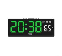 Electronic LED Alarm Clock with Two Alarms, Temperature Display Switchable Between Fahrenheit and Celsius, Voice Activated Mode and Five Brightness Levels (White shell green)