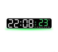 Electronic LED Digital Clock Featuring Temperature Sensor, Adjustable Brightness, Countdown Timer, and Ambient Glow for Effective Time Management (White shell green)