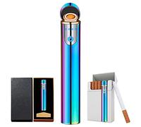 Electronic Lighter, USB Rechargeable Lighter, Mini Cylindrical Strip Flameless Windproof Electric Lighter, Upgrade Smart Fingerprint Ignition Lighter for Indoor Outdoor Cigarette Lighter (Color ice)