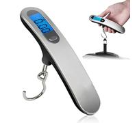 Electronic Luggage Scales,Hanging Suitcase Weigher for Travel,Portable Digital Luggage Scales with Hook & Handle,Digital Fishing Scales with Backlit LCD Display,110 Lb/ 50Kg (Silver)