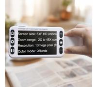 Electronic Magnifier for Visually Impaired Users, 5 Inch Portable Reading Aid 2X-48X Zoom,Dual Far/Near Cameras, Foldable Handle, HDMI and AV Output,White-5 Inch