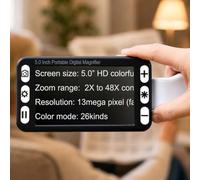 Electronic Magnifier for Visually Impaired Users, 5 Inch Portable Reading Aid 2X-48X Zoom,Dual Far/Near Cameras, Foldable Handle, HDMI and AV Output,Black-5 Inch