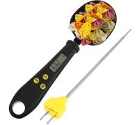 Electronic Measuring Spoon with Temperature Probe, Digital Weighing Spoon Scale with LCD Screen Display, Removable Mini Kitchen Scales for Baking Seasoning Flour Loose Tea Leaf(black)