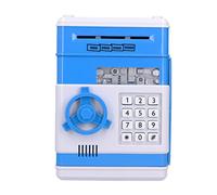 Electronic Money Saving Box with ATM Password Lock, Kids Cash Bank Security Safe Box, Automatic Bill Rolling Coin Slot, 4 - Digit Code Lock for Children to Learn Saving (Blue)