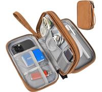 Electronic Organizer Travel Cable Accessories Case, Electronic Organizer Bag, Waterproof Electronic Accessories Organizer Case for Power Bank, Charging Cords, Chargers, Earphone, USB Cable - Brown