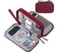 Electronic Organizer, Travel Cable Organizer Bag Pouch Electronic Accessories Carry Case Waterproof Electronic Accessories Bag for Portable Charger, Cables, iPhone, Cord, SD Card, Earphone (Wine Red)