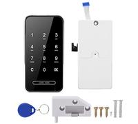 Electronic Password Card Lock RFID Smart Keyless Touch Screen High Security Multiple Unlock Modes for File Shoe Cabinet Locker Wardrobes Drawers Gold Silver 128x64mm (Plata)