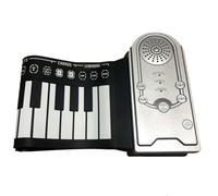 Electronic Piano 49 Key Hand Rolled Electronic Piano Silicone Portable Beginner Adult Folding Instrument(Silver)