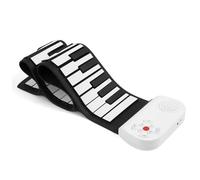 Electronic Piano 49 Keys Musical Keyboard Portable Silicon Hand Roll Up Electronic Piano Easy To Play(Black White)