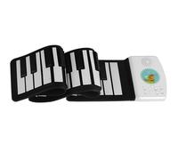 Electronic Piano Hand Rolled Electronic Piano 49 Keys Rechargeable Beginner Portable Folding Instrument(Black White)