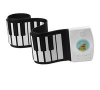 Electronic Piano Hand Rolled Electronic Piano 49 Keys Rechargeable Portable Foldable Professional Musical Instrument(Black White)