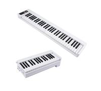 Electronic Piano Instruments 1PCS Multifunctional Electronic Piano Portable 61 Key Foldable LCD Display For Adult Beginners(White)