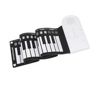 Electronic Piano Instruments Beginner Adult 49 Key Electronic Piano Hand Roll Up Silicone Portable Keyboard Foldable(White)