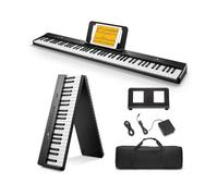 Electronic Piano Keyboard Bluetooth MIDI Foldable 88 Velocity-Sensitive Keys Digital Pianos With Power Adapter, Pedal, Music Stand, Bag For Beginners