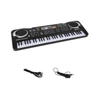 Electronic Piano Keyboard Portable 61 Keys Organ With Microphone Education Musical Instrument For Beginner (Color : BK)