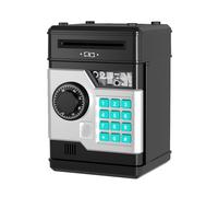 Electronic Piggy Bank ATM Password Money Box Safe Smart Fingerprint Automatic Banking Kids Gift Black