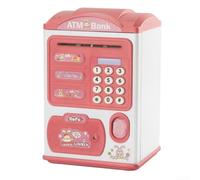 Electronic Piggy Bank ATM Simulation W/Automatic Induction Fingerprint Lock | Large Capacity Money Box for Kids Saving | Intelligent Password Security Savings(Pink)
