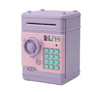 Electronic Piggy Bank Money Safe Password Box for Kids, Upgraded Digital ATM Bank Saving Box for Boys Girls, Auto Scroll Paper Money Cash Coin Can for Birthday Xmas Gifts, Purple and Pink