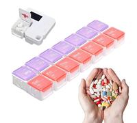Electronic Pill Box - Dispensing System, Fourteen Compartment Drug Container, Digital Automated Medicine Box, Portable Supplement Storage Device | Electronic Pill Box