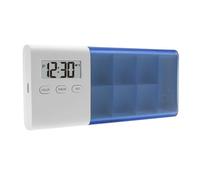 Electronic Pill Box with Alarm Reminder, 6-Compartment Weekly Pill Organizer with Sound and Light Alerts, Portable Medication Case for Travel and Home Use- Blue