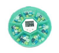 Electronic Pill Box with Timer - 7-Grid Medicine Storage Box Reminder | Intelligent Pills Holder Round Medication Organizer for Morning Night Pockets Daily Travel Workplace Hospital Home Outdoor