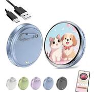 Electronic Pixel Badge Digital Display Pin Photo Video GIF - 1.7" HD Touch Screen Electronic Badge with Pin, Custom Photo Slideshow & Video Display (Blue)