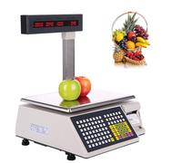 Electronic Price Computing Scale, Digital Weighing and Barcode Printing, Dual LCD Display for Fruit and Vegetables, High Precision Counting and Labeling