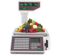 Electronic Price Computing Scale Label Printing Scale, Cash Register Scale w/Thermal Label Printer 60lbs Capacity with Dual Display for Supermarket, Fruit Store, Snack Bar