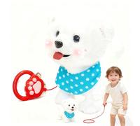 Electronic Puppy Dog Toy, Walking Toy for Kids Age Interactive, Boys & Girls Plush Doys, Touch Sensing/licking Tongue/singing/walking/wagging Tail Samoyed